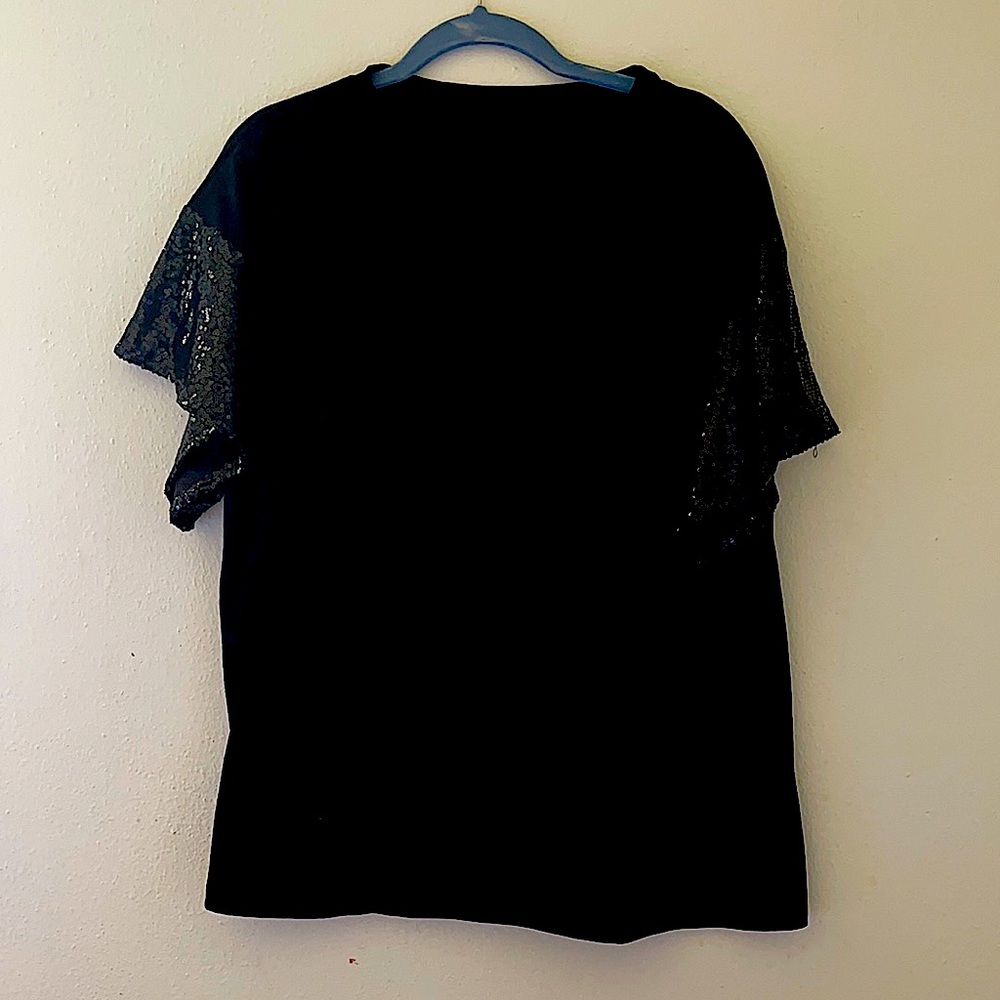Black sequin sleeve blouse